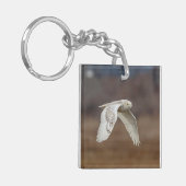 Schneeeule im Flug Schlüsselanhänger (Vorderseite links)