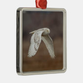 Schneeeule im Flug Silbernes Ornament (Rechts)