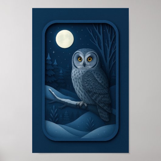 Schneeeule im Mondlicht Poster (Vorne)