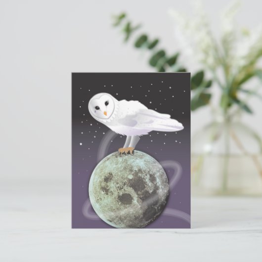 Schneeeule im Mondschein Postkarte (Stehend Vorderseite)