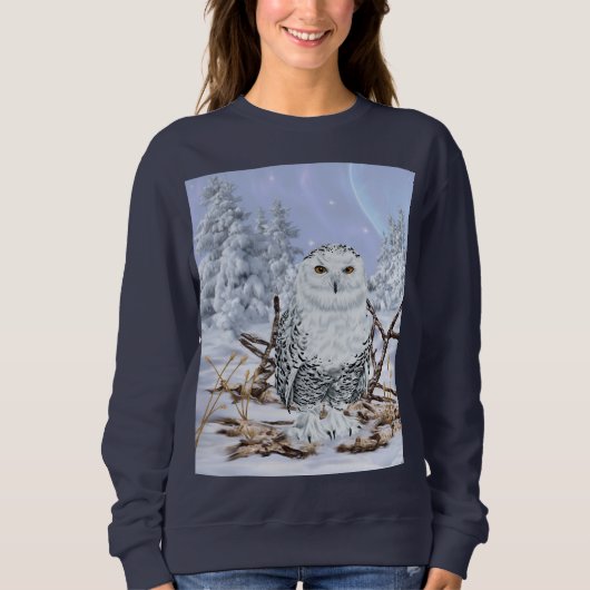 Schneeeule im Schnee Sweatshirt (Vorderseite)
