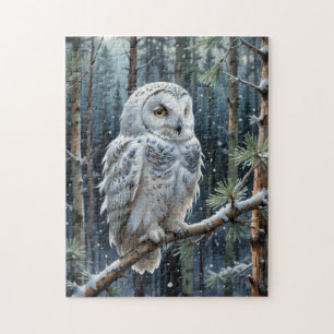 Schneeeule im Winter Puzzle