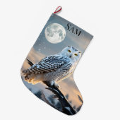 Schneeeule im Wintermondlicht mit Schneefall Großer Weihnachtsstrumpf (Vorderansicht (hängend))
