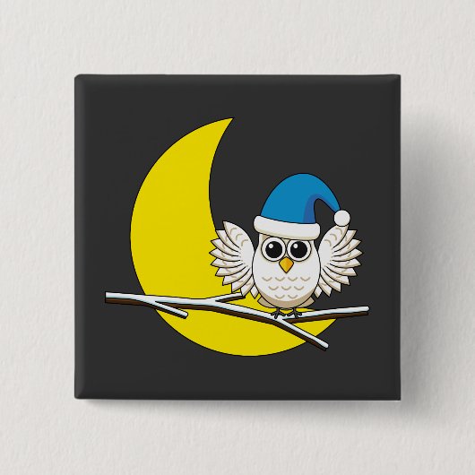 Schneeeule in der Winternacht des Neumonds Button (Vorderseite)