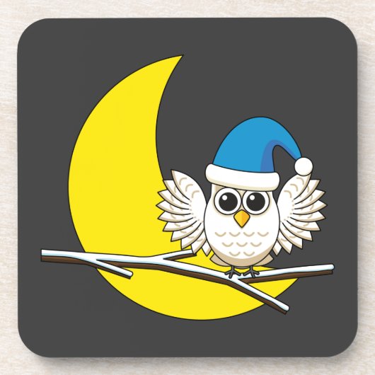 Schneeeule in der Winternacht des Neumonds Getränkeuntersetzer (Vorderseite)
