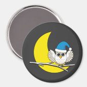 Schneeeule in der Winternacht des Neumonds Magnet (Vorderseite/Rückseite)