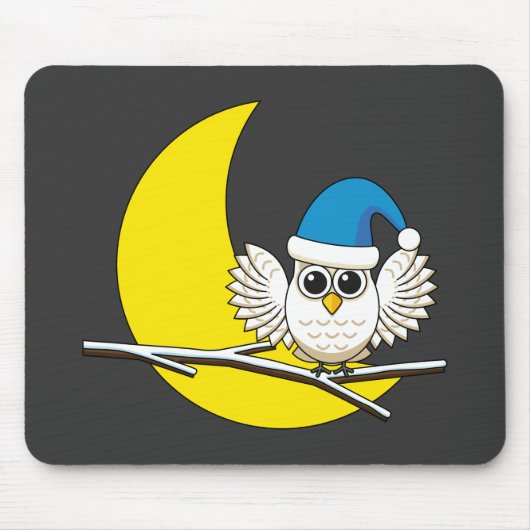Schneeeule in der Winternacht des Neumonds Mousepad (Vorne)