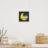 Schneeeule in der Winternacht des Neumonds Poster (Küche)