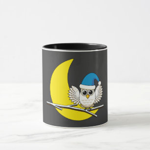 Schneeeule in der Winternacht des Neumonds Tasse