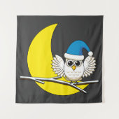 Schneeeule in der Winternacht des Neumonds Wandteppich (Vorderseite)