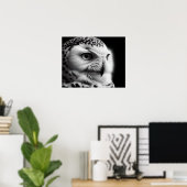 Schneeeule in Schwarzweiß Poster (Heimbüro)