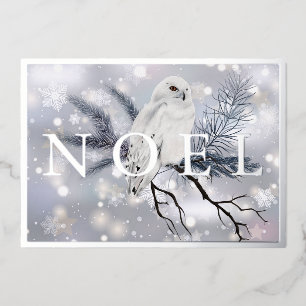 Schneeeule NOEL benutzerdefiniertes Weihnachten Folien Feiertagskarte