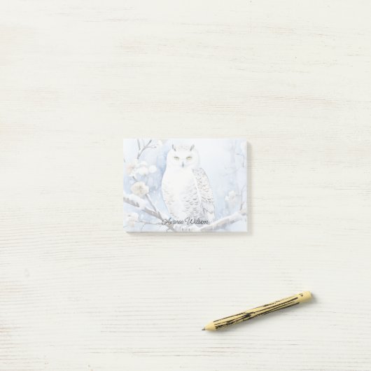 Schneeeule Post-it Klebezettel (Auf Schreibtisch)