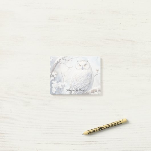 Schneeeule Post-it Klebezettel (Auf Schreibtisch)