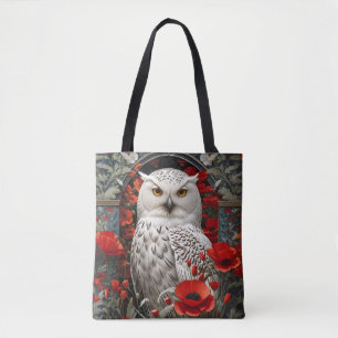 Schneeeule Rote Mohnblumen Tasche