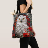 Schneeeule Rote Mohnblumen Tasche (Von Nahem)