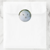Schneeeule Runder Aufkleber (Tasche)