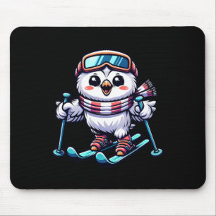 Schneeeule Ski fahren Niedliche Eulen-Skifahrerin Mousepad