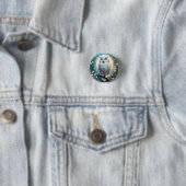 Schneeeule und Mond mit Funkeln, Button (Beispiel)