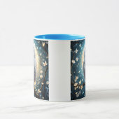 Schneeeule und Mond mit Funkeln, Tasse (Zentrum)