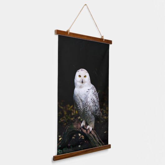 Schneeeule Wandteppich Mit Holzrahmen (Gewinkelt)