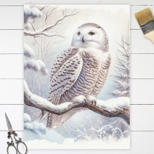 Schneeeule Wasserfarbe Decoupage Seidenpapier