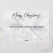 Schneeeule WEIHNACHTEN Weihnachten Folien Feiertagskarte (Rückseite)