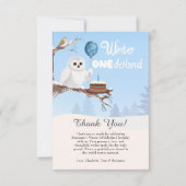 Schneeeule Winter Onederland Geburtstag Dankeskarte (Vorderseite)