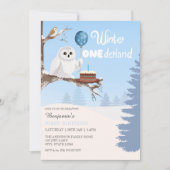 Schneeeule Winter Onederland Geburtstag  Einladung (Vorderseite)
