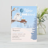 Schneeeule Winter Onederland Geburtstag  Einladung (Stehend Vorderseite)