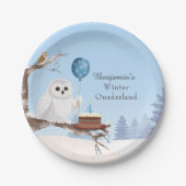 Schneeeule Winter Onederland Geburtstag  Pappteller (Vorderseite)