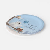 Schneeeule Winter Onederland Geburtstag  Pappteller (Schrägansicht)