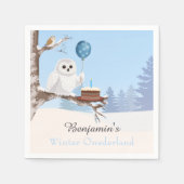 Schneeeule Winter Onederland Geburtstag Serviette (Vorderseite)