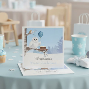 Schneeeule Winter Onederland Geburtstag Serviette