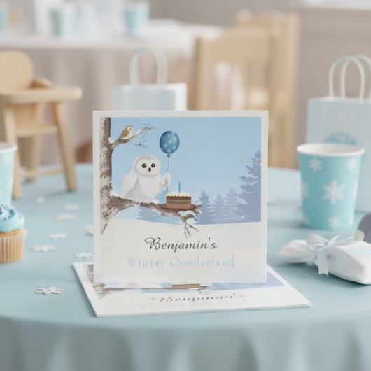 Schneeeule Winter Onederland Geburtstag Serviette