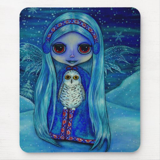 Schneeeulen-Fee-Mauspad Mousepad (Vorne)