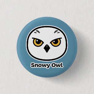 Schneeeulen-Gesicht-Vogel-Illustration Button