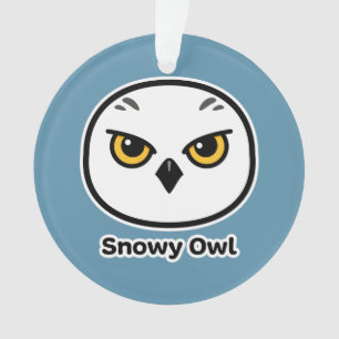 Schneeeulen-Gesicht-Vogel-Illustration Ornament