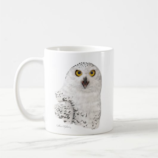 Schneeeulen-Karrikatur Kaffeetasse (Links)