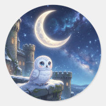 Schneeeulen-Mond-Schloss-Aufkleber