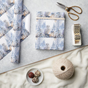 Schneeeulen-Wintermagie Geschenkpapier