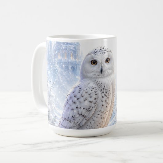 Schneeeulen-Wintermagie Kaffeetasse (Vorderseite Links)