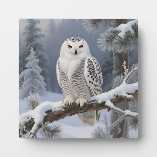 Schneeeulen-Winterporträt Fotoplatte (Vorderseite)