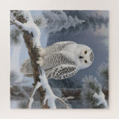 Schneeeulen-Winterporträt Puzzle (Horizontal)