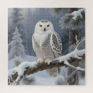 Schneeeulen-Winterporträt Puzzle
