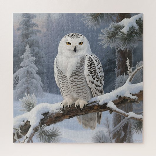 Schneeeulen-Winterporträt Puzzle (Vertikal)