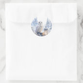 Schneeeulen-Winterzauber Runder Aufkleber (Tasche)