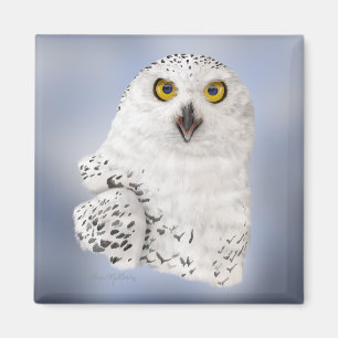 Schneeeulenkarikatur Magnet