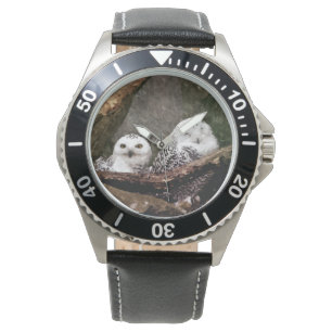 Schneeeulenpaar Wald Wildlife-Kunst Armbanduhr