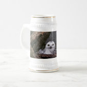 Schneeeulenpaar Wald Wildlife-Kunst Bierglas (Vorderseite Links)